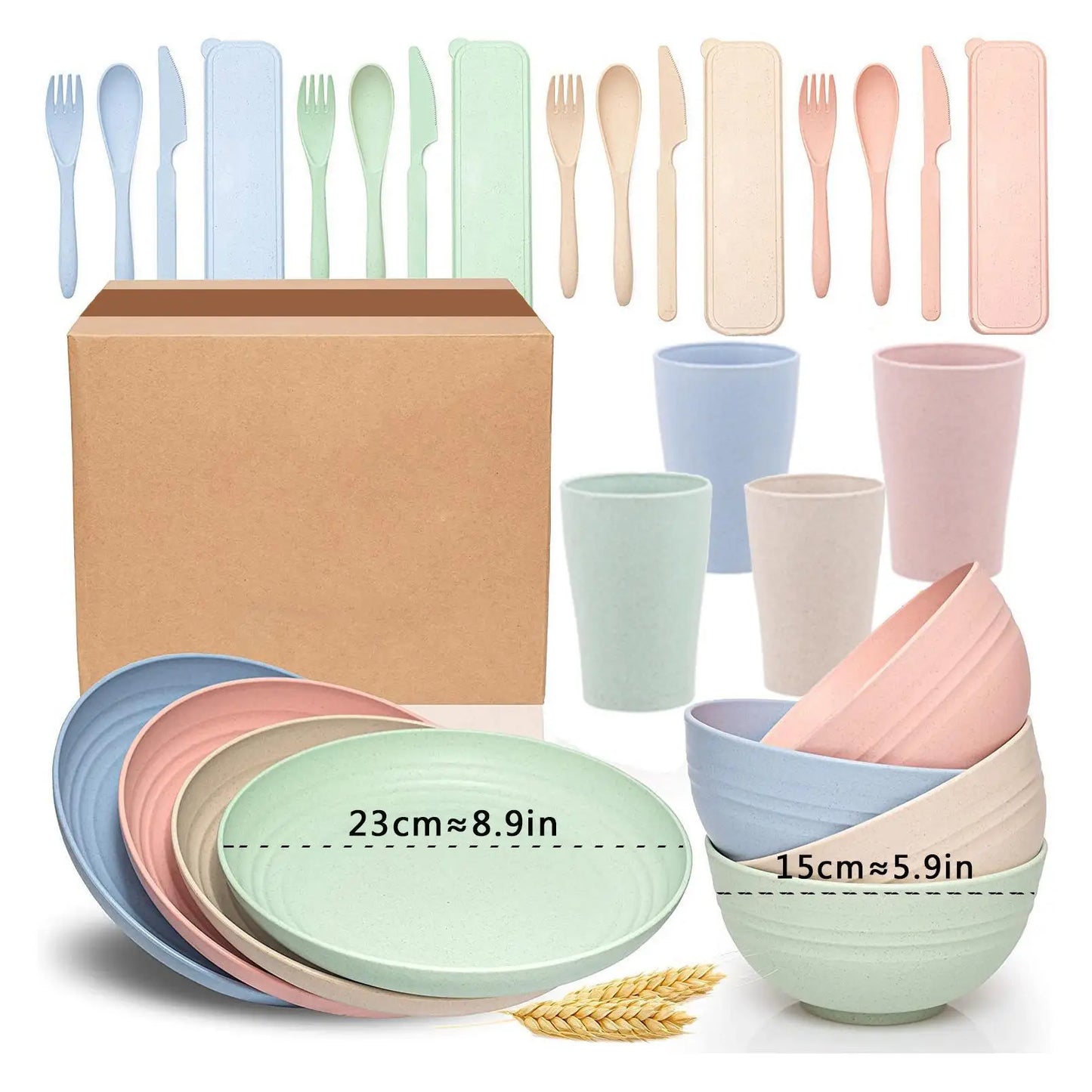 24 Piece Plastic Dinnerware Set