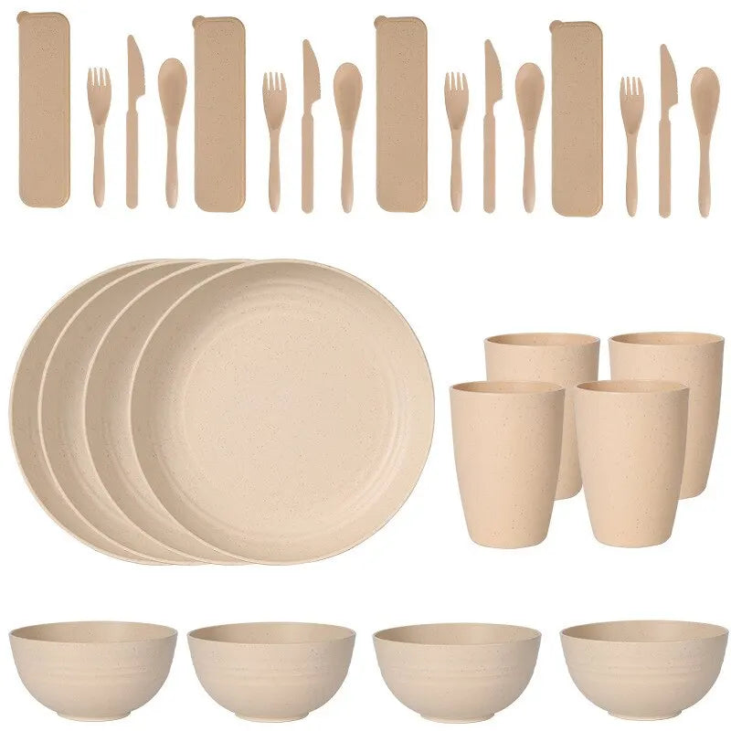 24 Piece Plastic Dinnerware Set